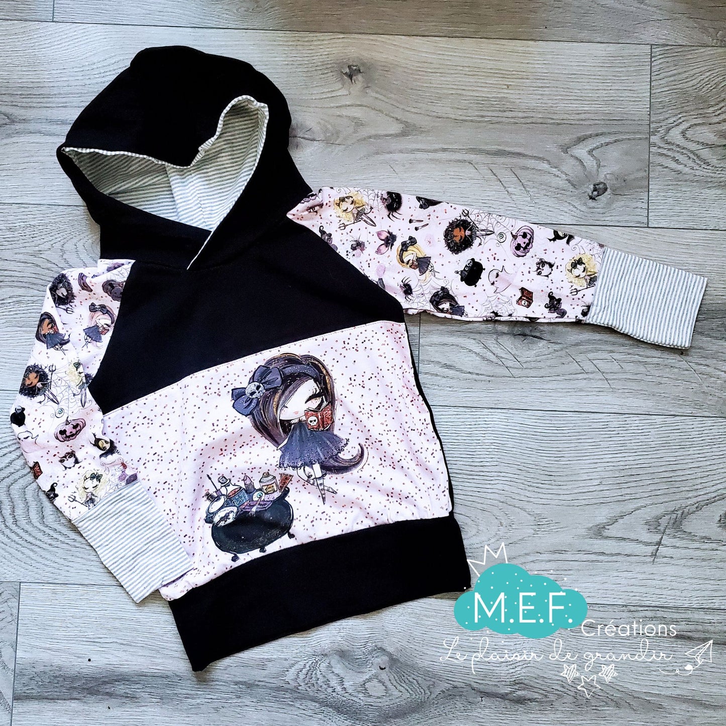 Hoodie Halloween fillette rose sorcière, 3 à 5 ans