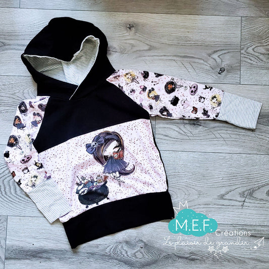 Hoodie Halloween fillette rose sorcière, 3 à 5 ans