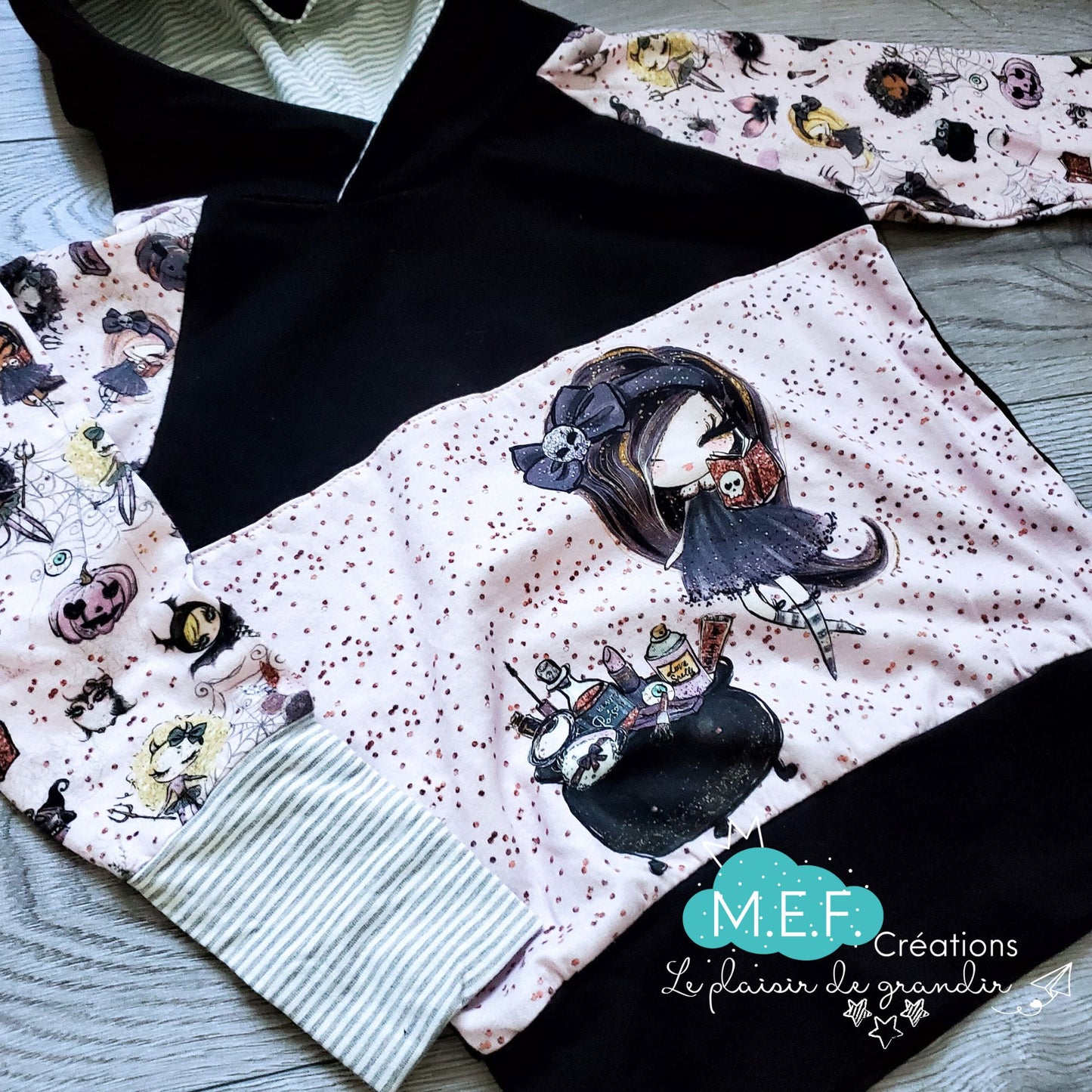 Hoodie Halloween fillette rose sorcière, 3 à 5 ans