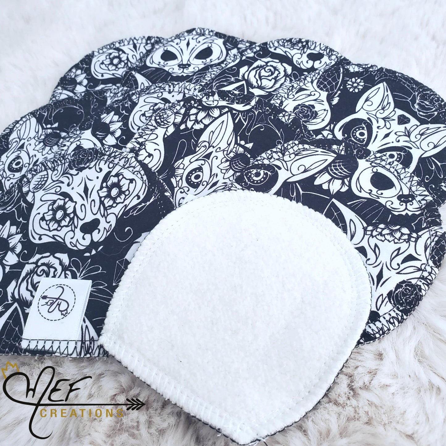 lot de 10 tampons démaquillant XL, motif aux choix dans les options, réutilisables, lavables, écologiques