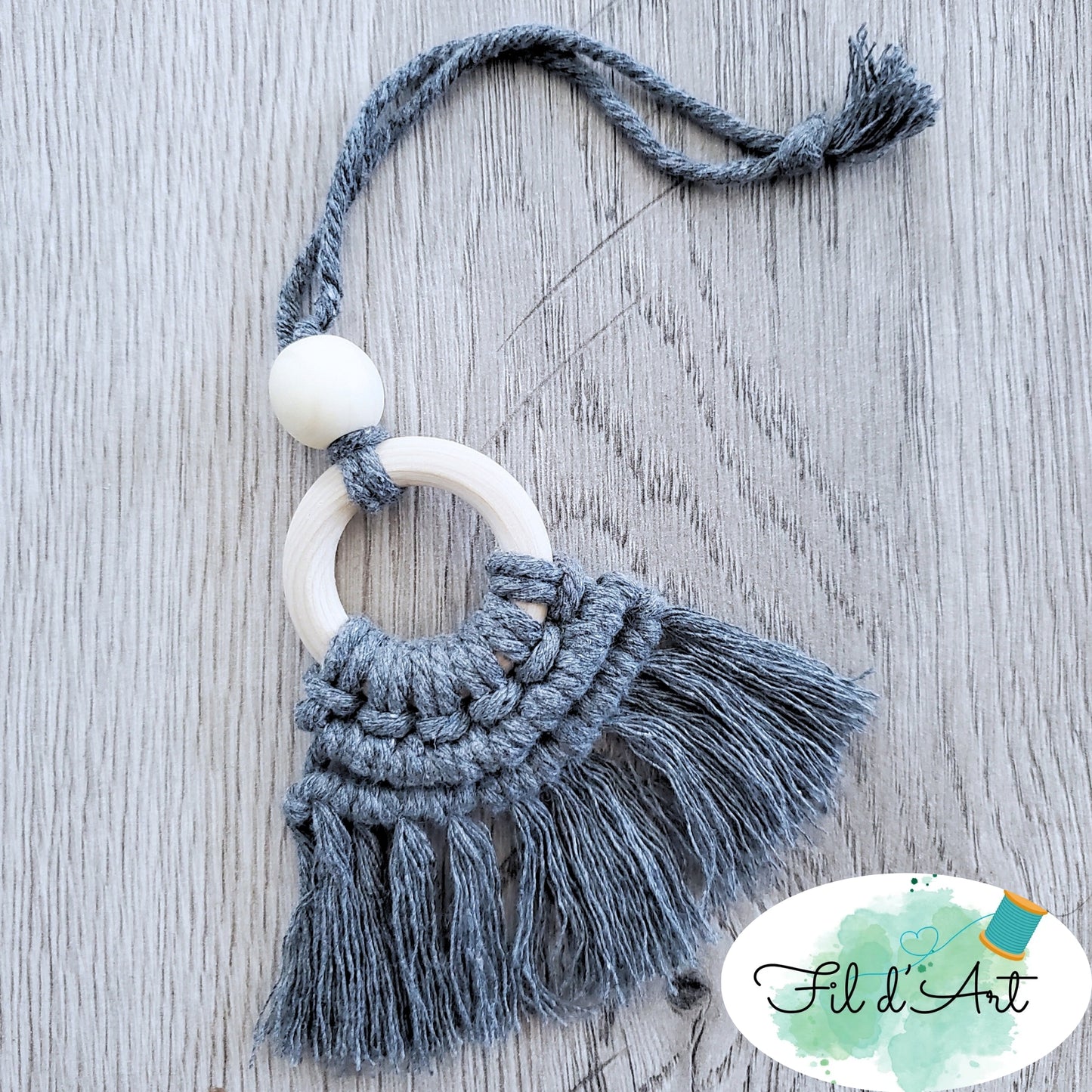 Diffuseur macramé GRIS par Alicia Forget de le fil d'art