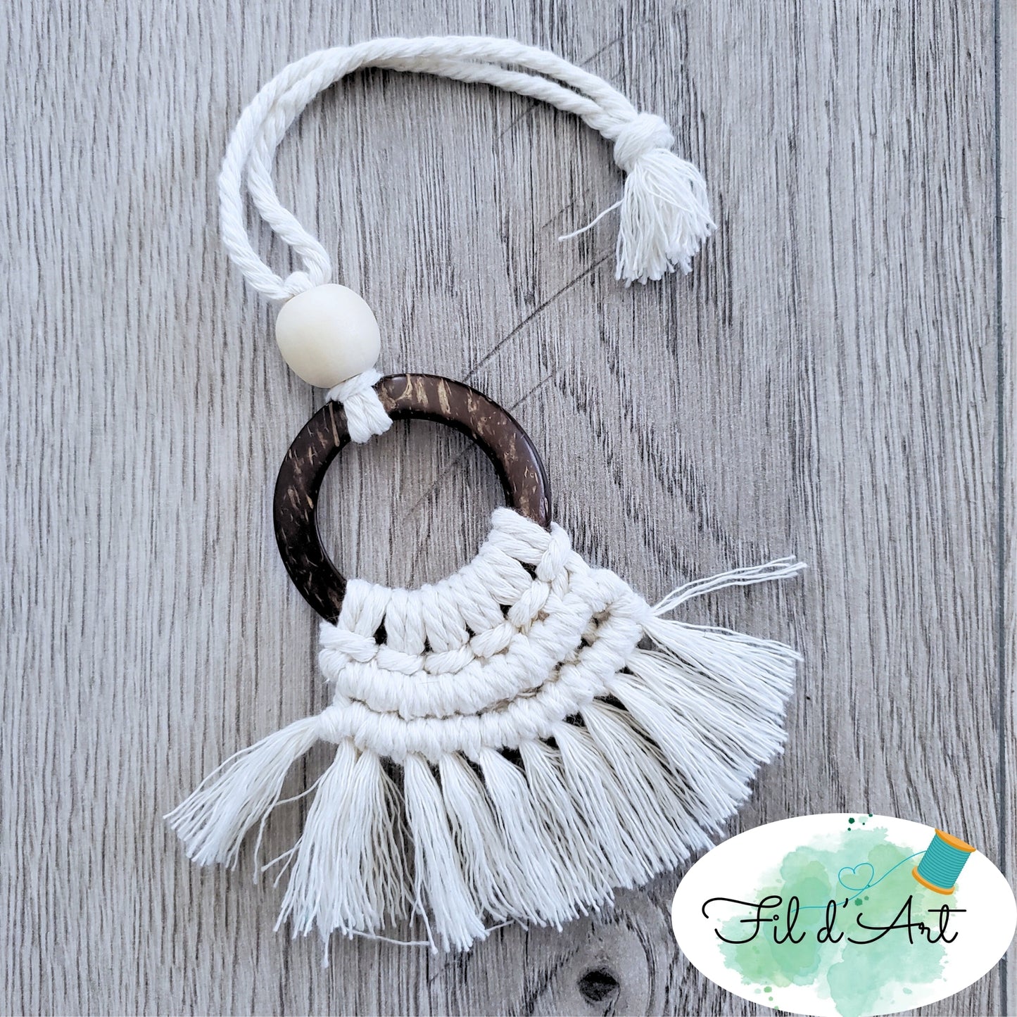 Diffuseur macramé BLANC ÉCRU par Alicia Forget de le fil d'art