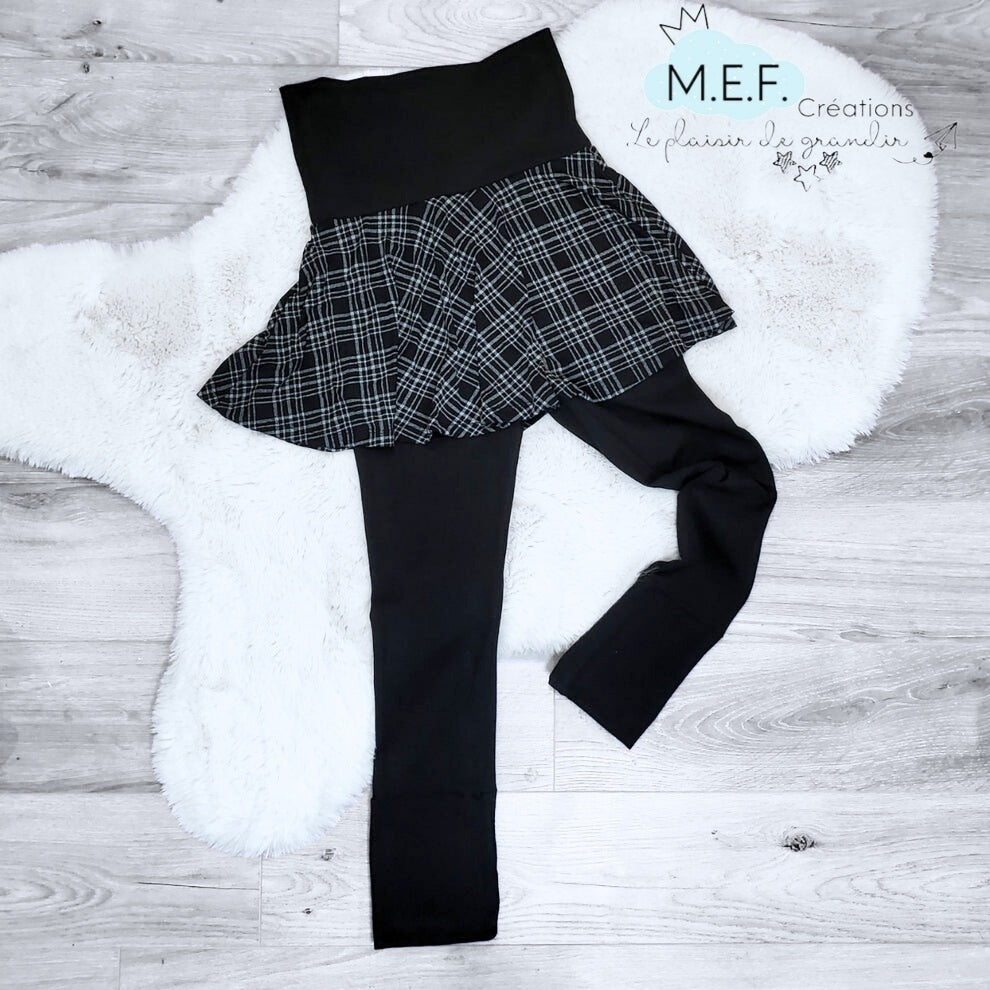 Jupe avec leggings intégré carreauté gris, 9 à 11 ans, VENTE FINALE