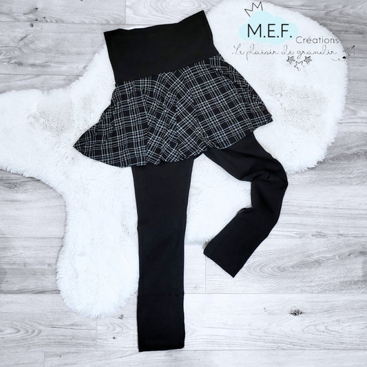 Jupe avec leggings intégré carreauté gris, 9 à 11 ans, VENTE FINALE