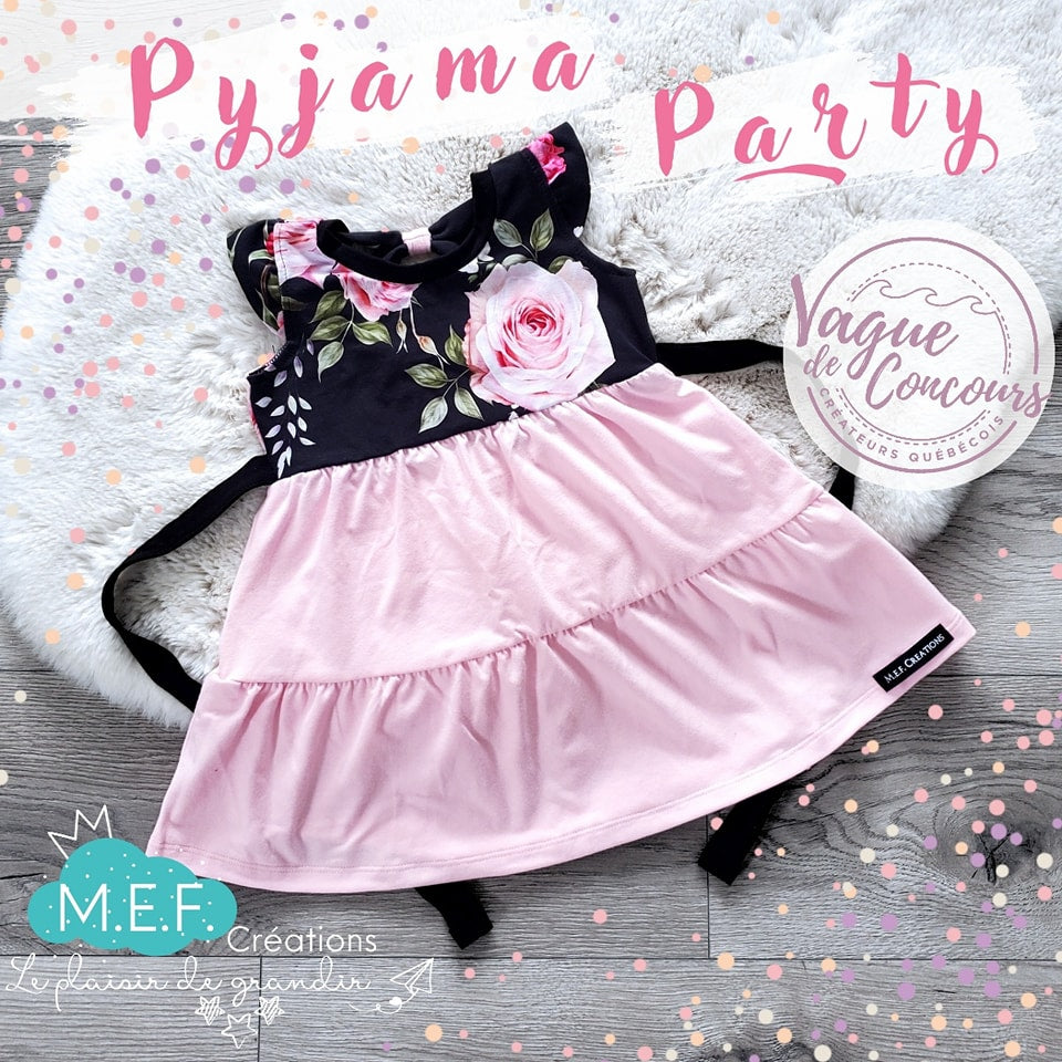 Robe fillette printanière fleuris rose pâle
