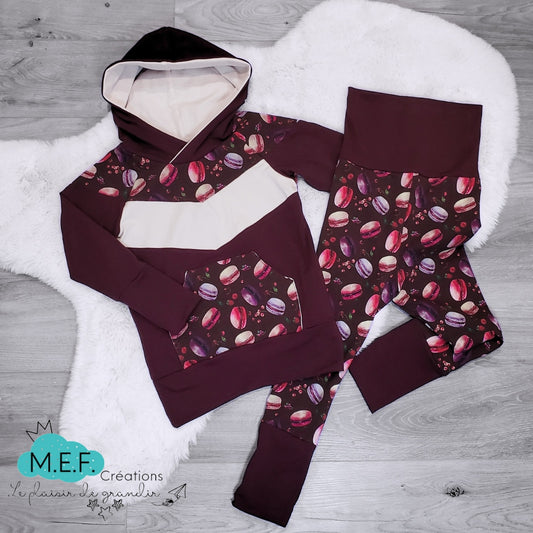 Ensemble fillette macaron bordeaux,LIQUIDATION, 3 à 5 ans