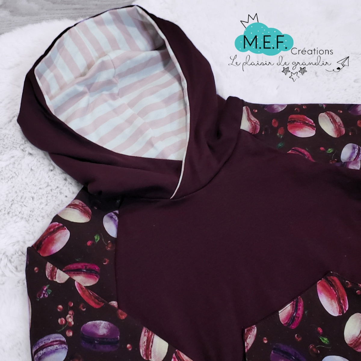 Hoodie fillette macarons et bordeaux, 3 à 5 ans, LIQUIDATION