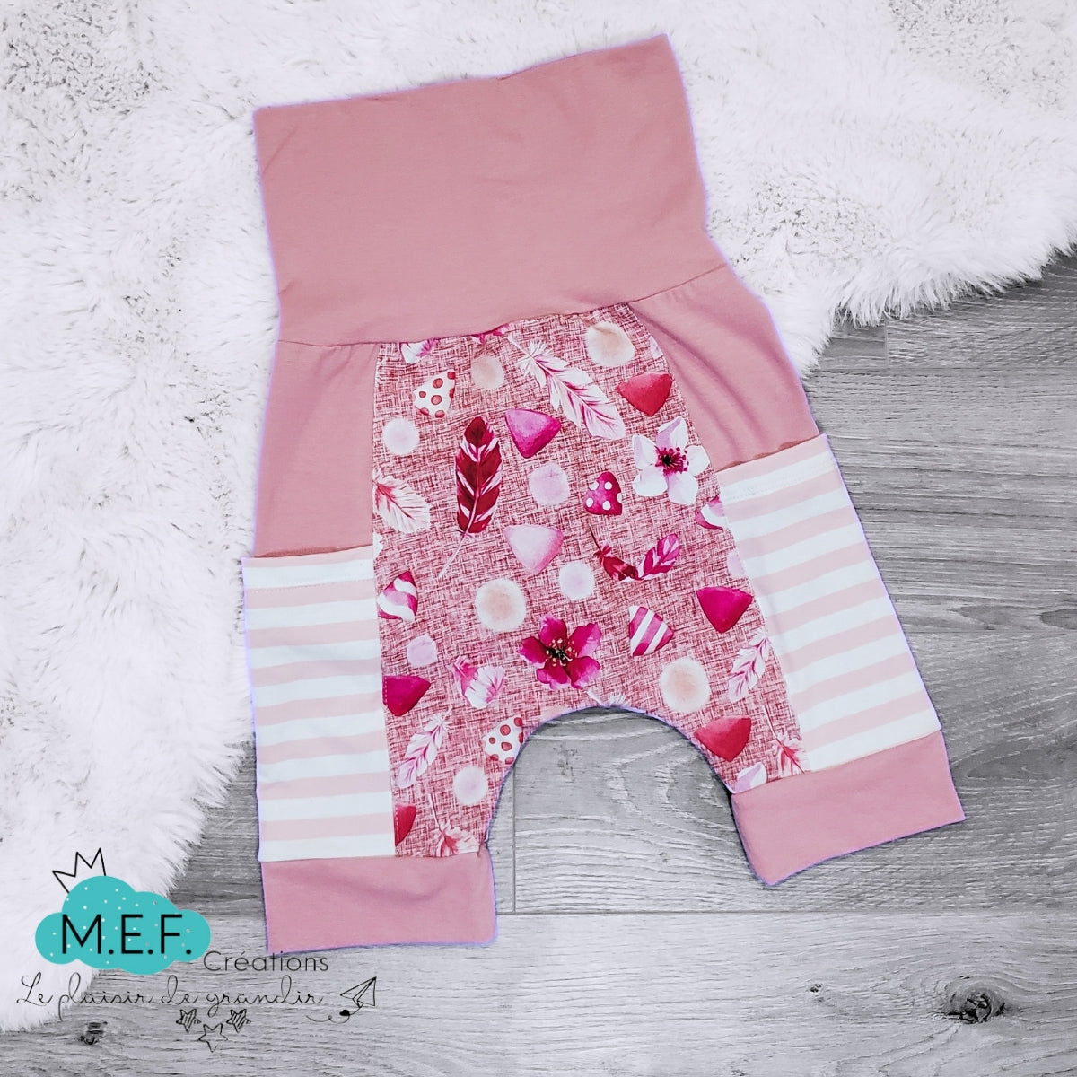 Short évolutif fillette motif douceurs roses, LIQUIDATION, 3 à 5 ans