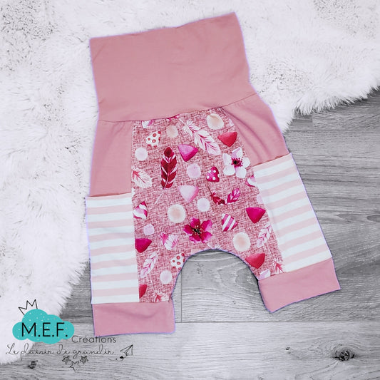 Short évolutif fillette motif douceurs roses, LIQUIDATION, 3 à 5 ans