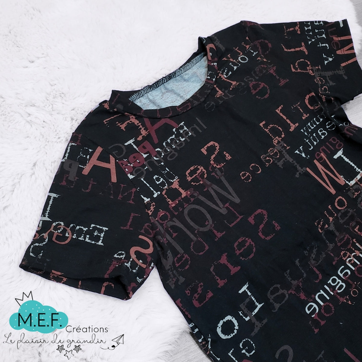 T-shirt unisexe alphabets, 7 à 9 ans LIQUIDATION