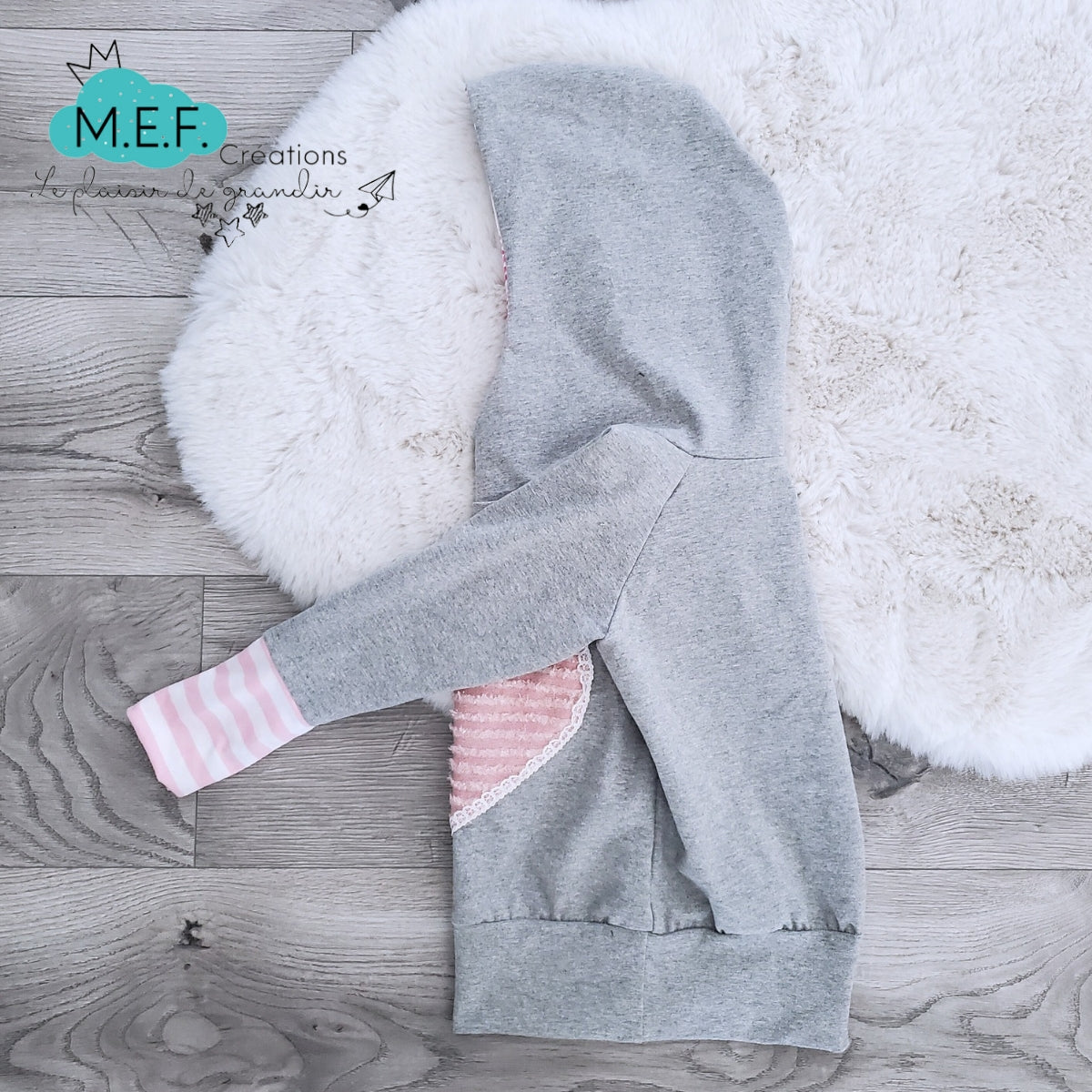 Hoodie fille coeur rose, Prêt-à-partir, 3 à 12 mois