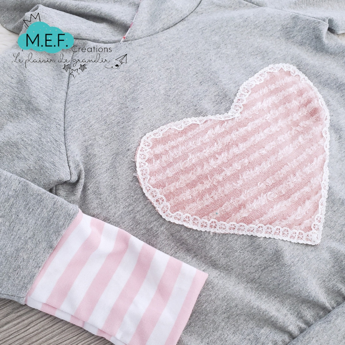 Hoodie fille coeur rose, Prêt-à-partir, 3 à 12 mois