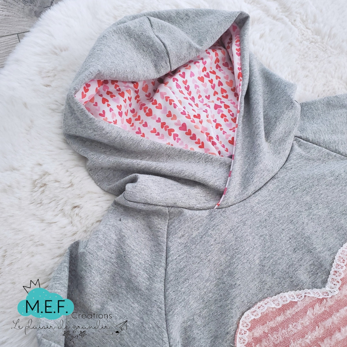 Hoodie fille coeur rose, Prêt-à-partir, 3 à 12 mois