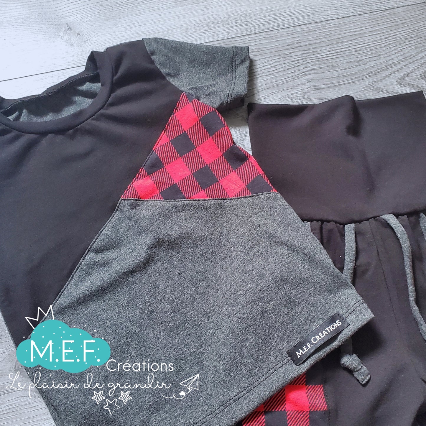 Short garçon plage et t-shirt garçon carreauté, LIQUIDATION, 3 à 5 ans