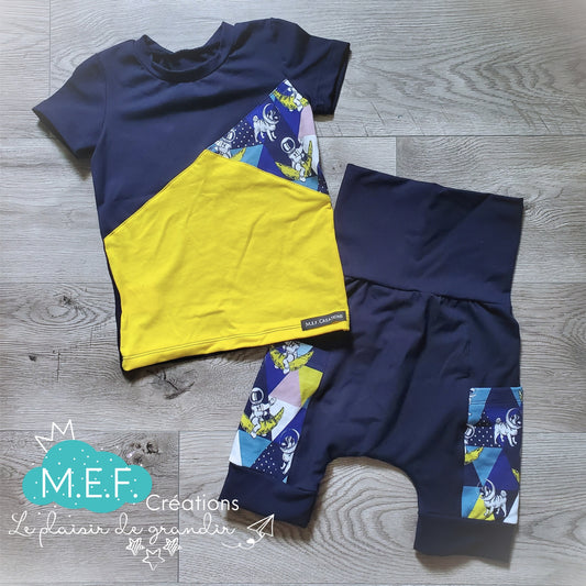 Ensemble garçon été chien galaxie, LIQUIDATION, 3 à 5 ans