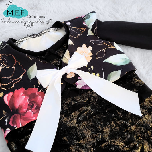 Chandail fillette boléro et mini volants or