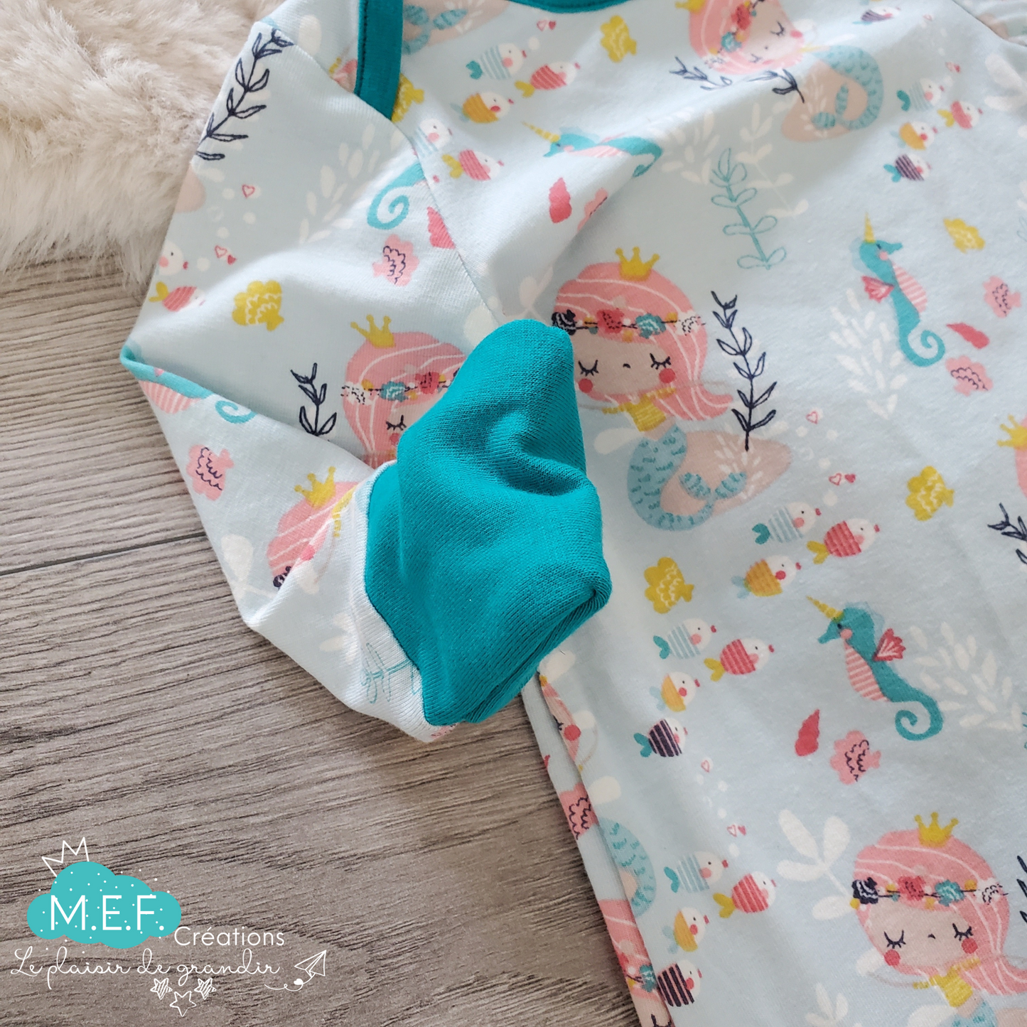 Dormeuse à noeud sirènes endormies, vêtement bébé 3 mois