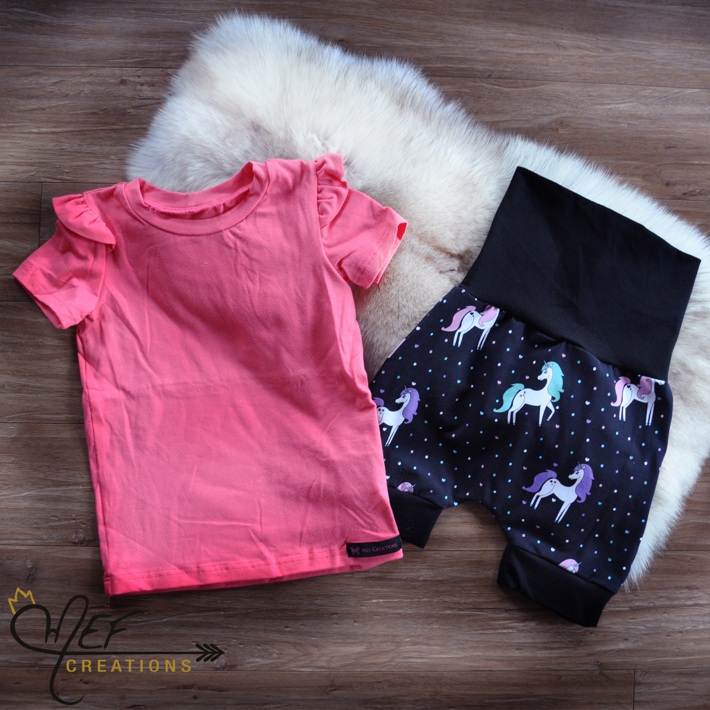 Short fillette licorne MEF, coupe aux choix