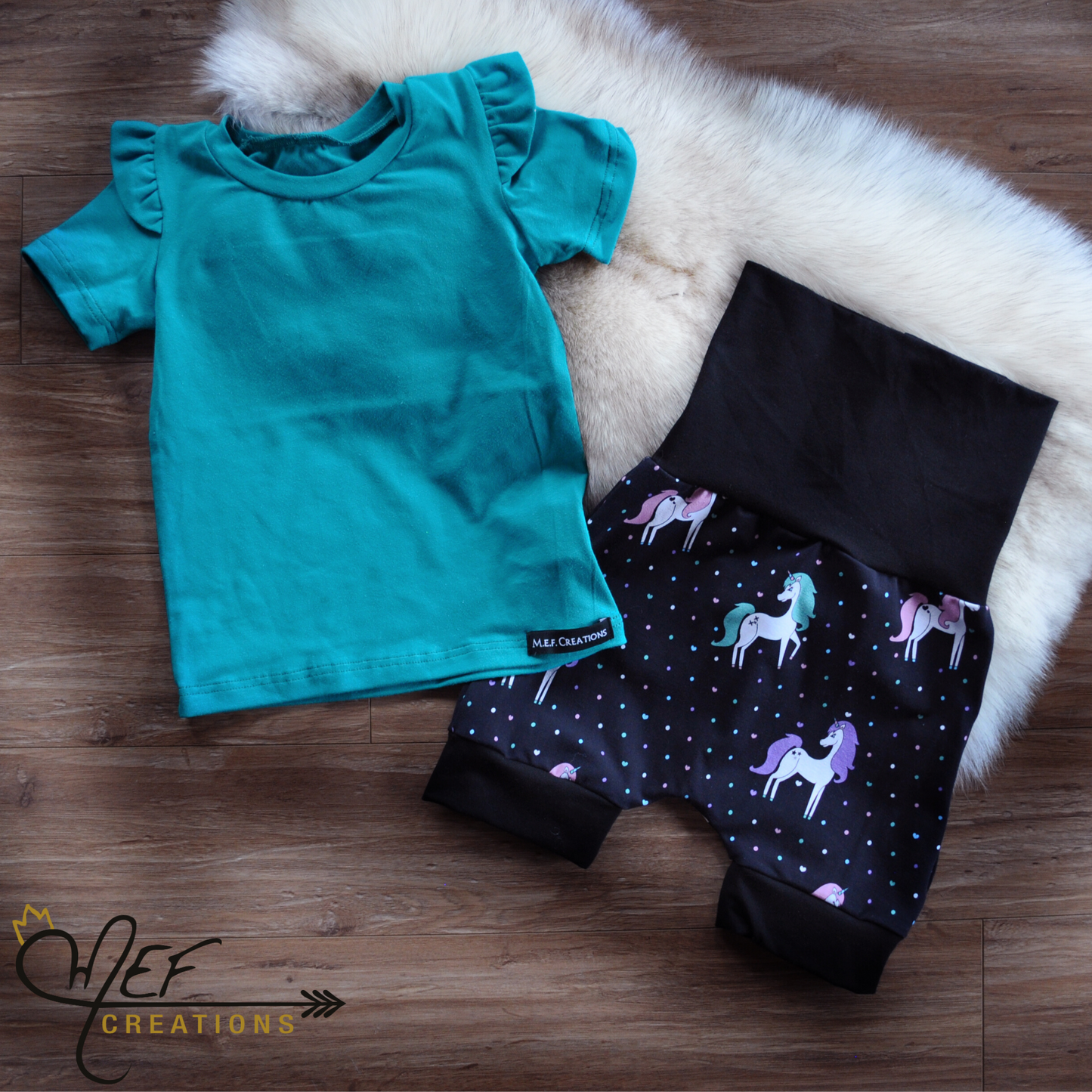 Short fillette licorne MEF, coupe aux choix