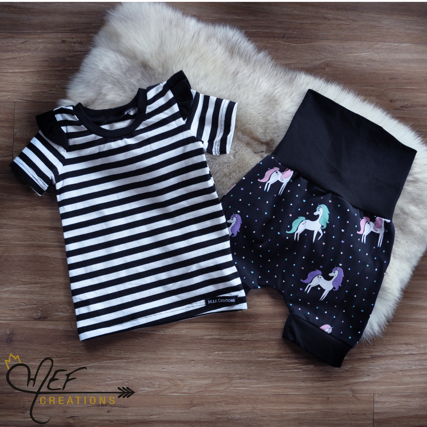 Short fillette licorne MEF, coupe aux choix