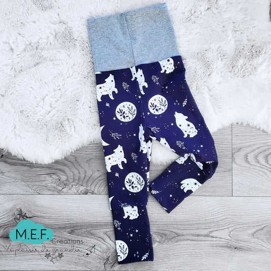 Pantalon évolutif loup, mauve/bleu