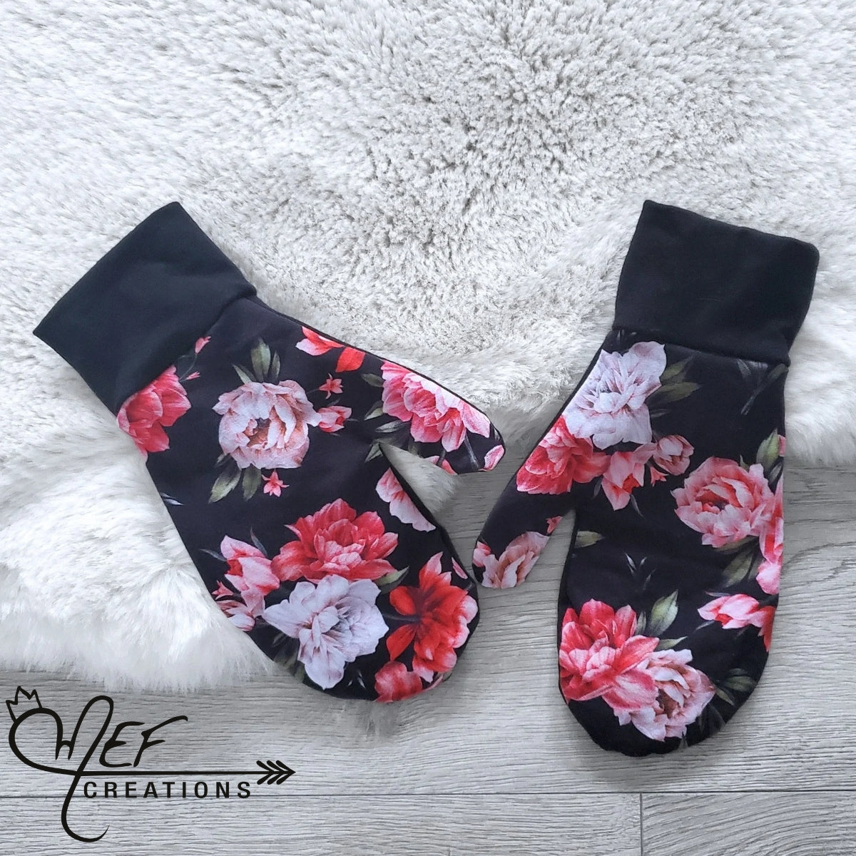 Mitaines femme fleuris vibrants M-L