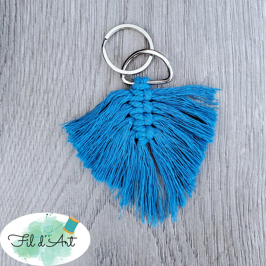 Porte-clés PLUME et diffuseur et macramé BLEU par Alicia Forget de le fil d'art