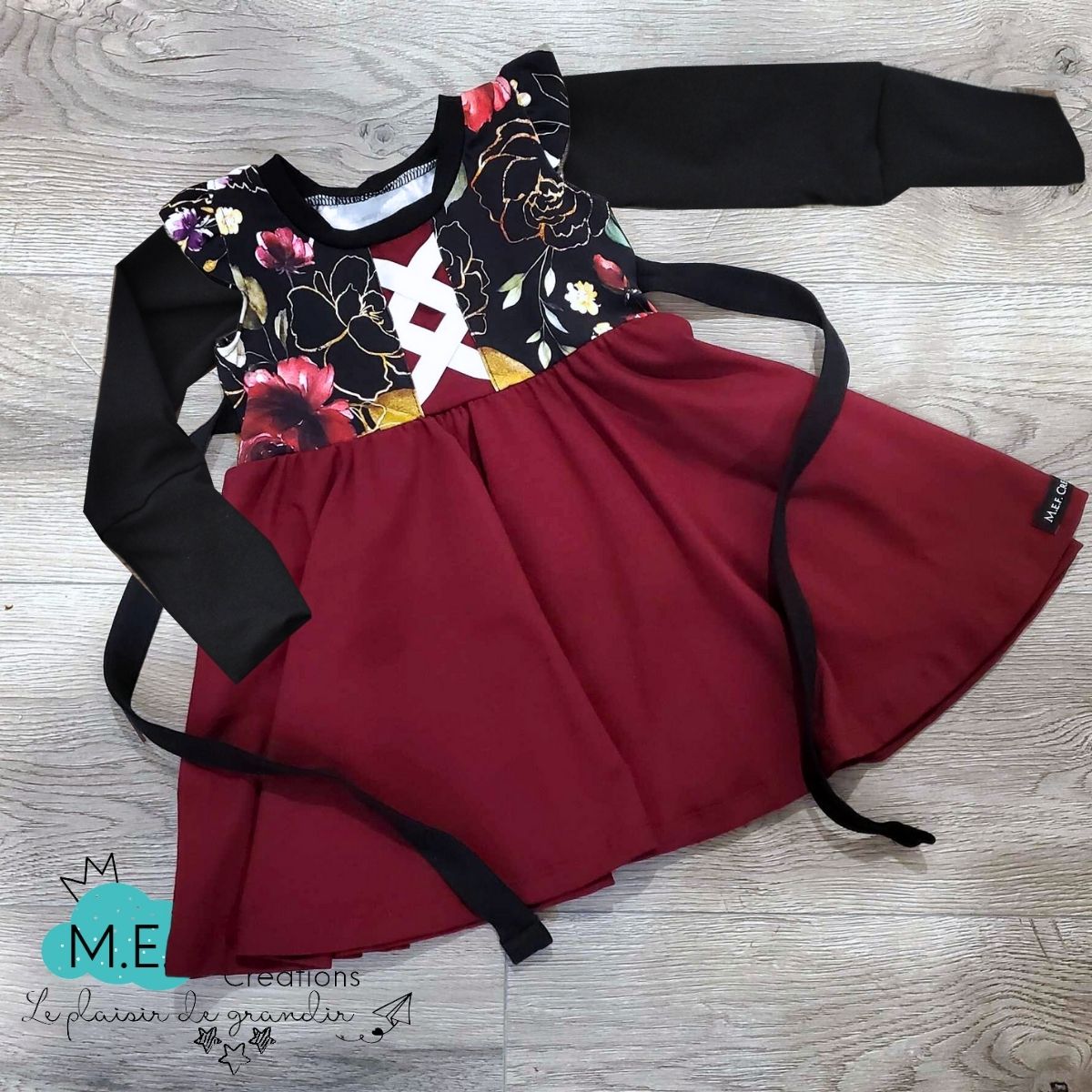 Robe de Noël fille, longueur de manches aux choix