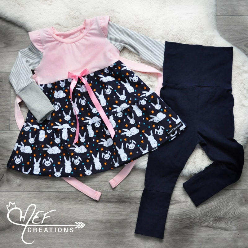 ensemble pâques bébé, robe lapin avec legging marine