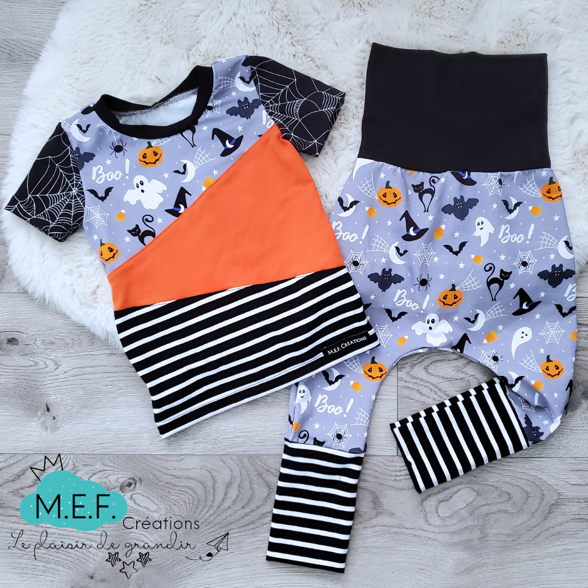 T-shirt Halloween pour bébé et enfant, choix longueur de manches