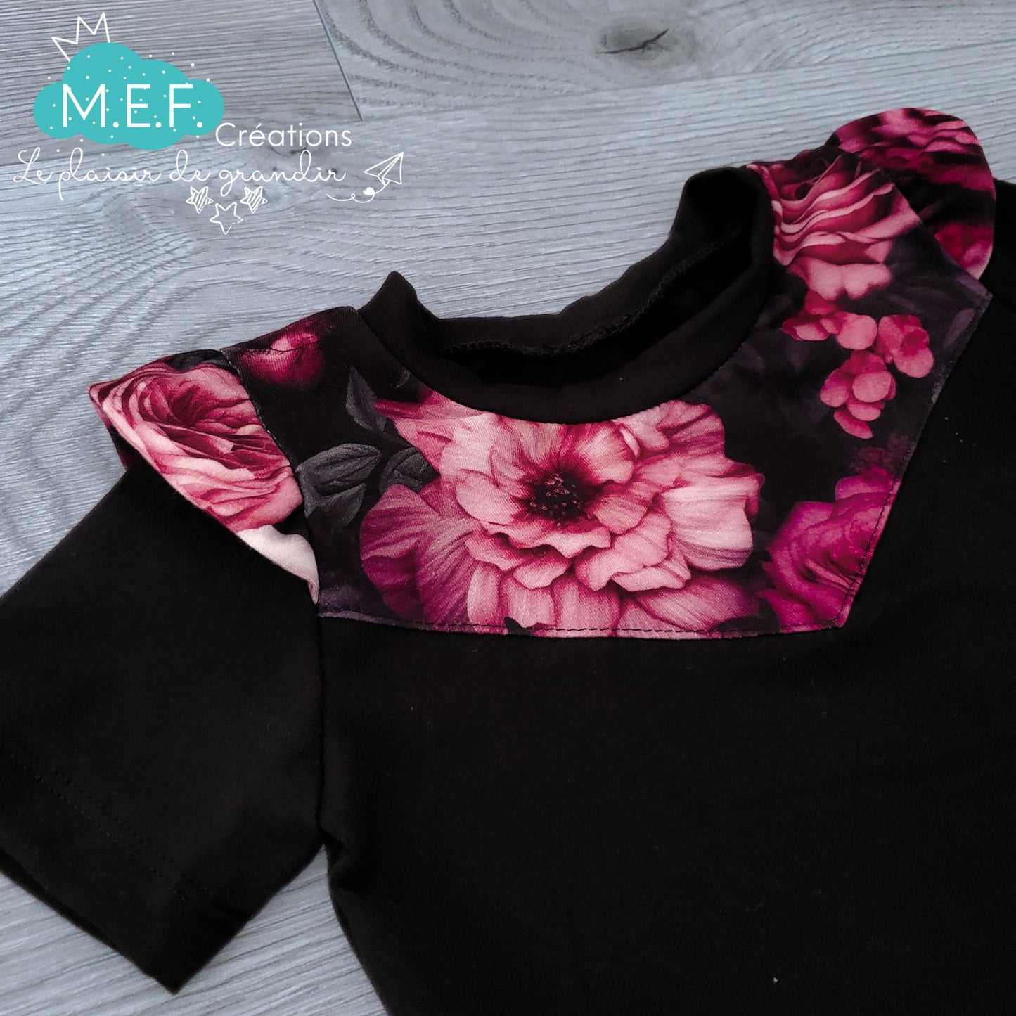 T-shirt fillette fleuris romantique, 1 à 3 ans