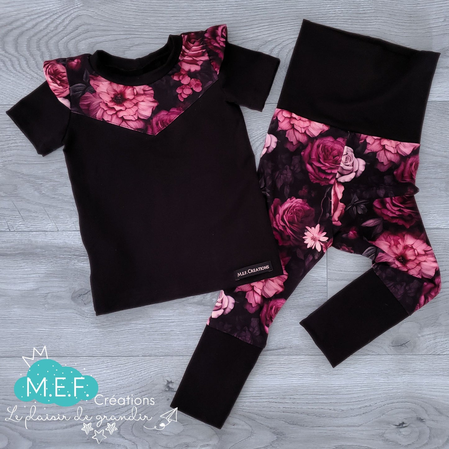 T-shirt fillette fleuris romantique, 1 à 3 ans