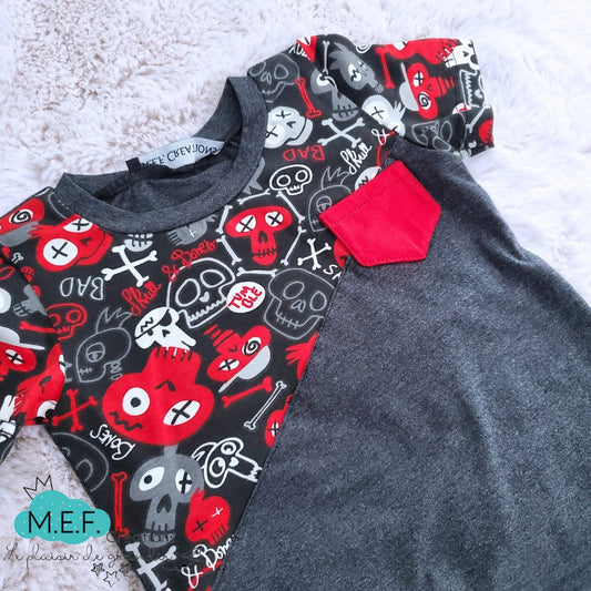 T-shirt garçon tête de mort rouge variés