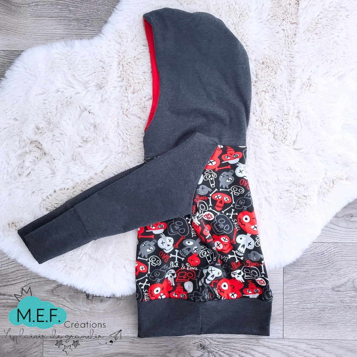 Hoodie garçon tête de mort rouge