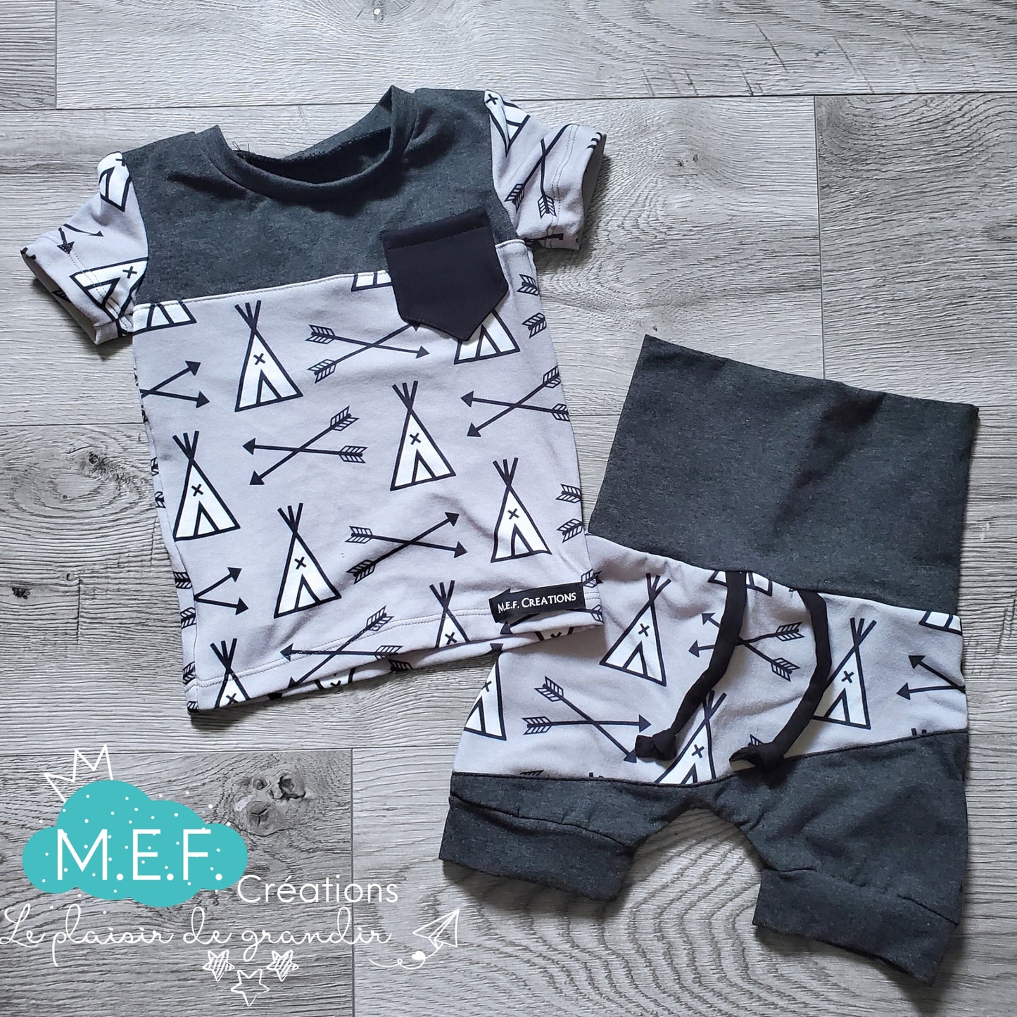 Ensemble garçon été tipis, LIQUIDATION, 3 à 12 mois