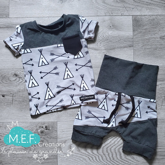 Ensemble garçon été tipis, LIQUIDATION, 3 à 12 mois