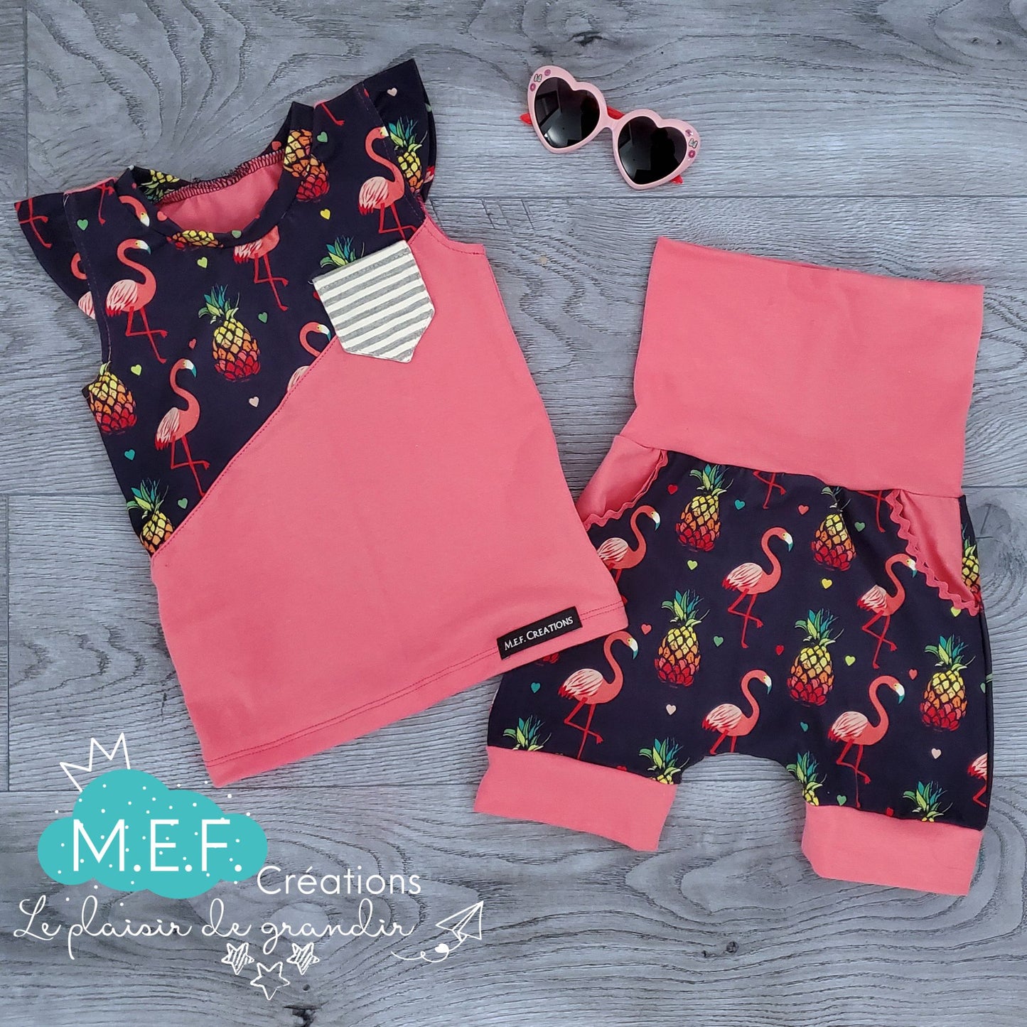 Camisole fillette flamand rose 1 à 3 ans