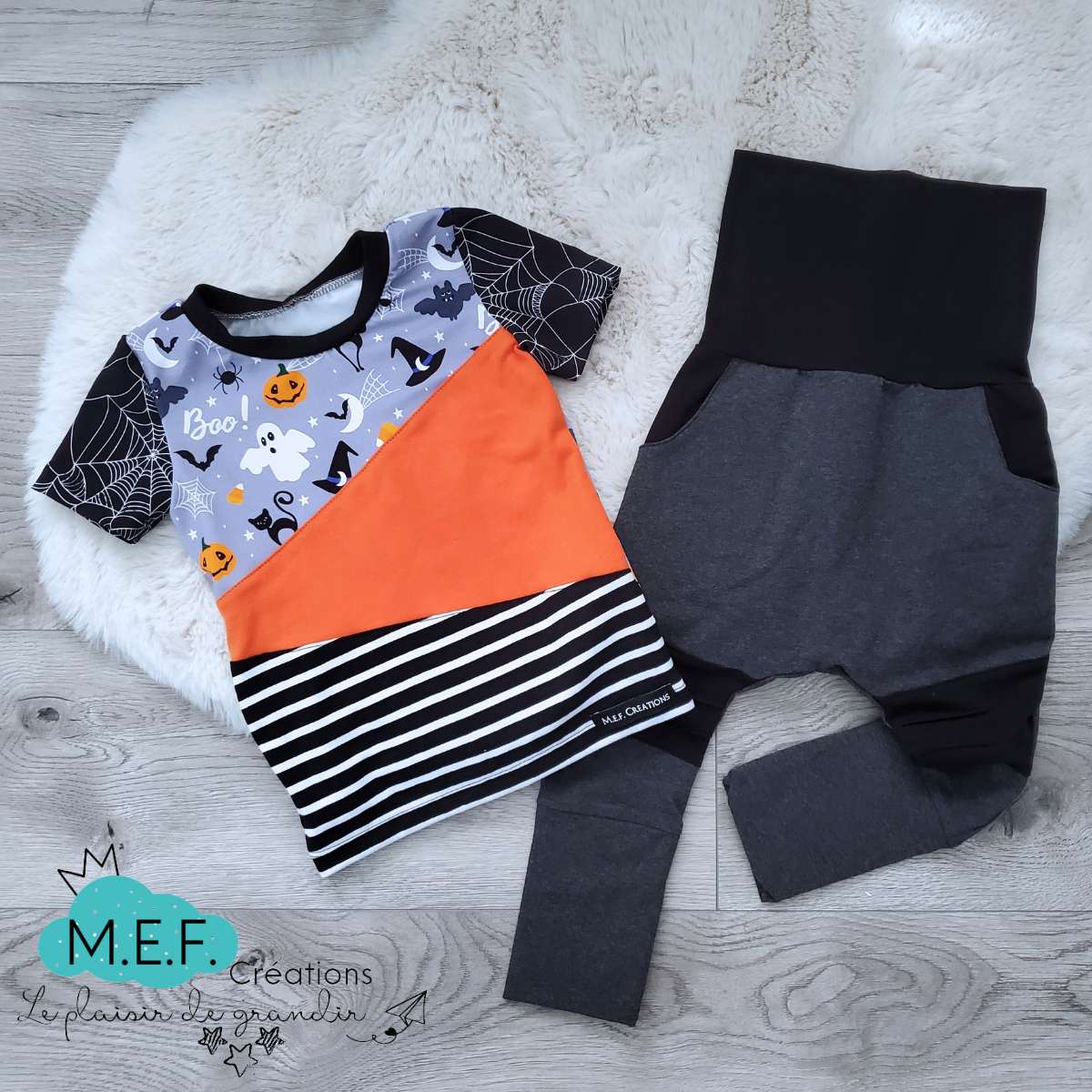 T-shirt Halloween pour bébé et enfant, choix longueur de manches