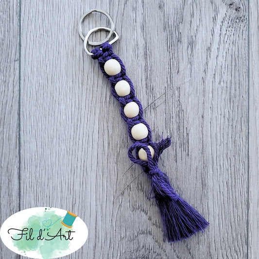 Porte-clés BILLES et macramé MAUVE par Alicia Forget de le fil d'art