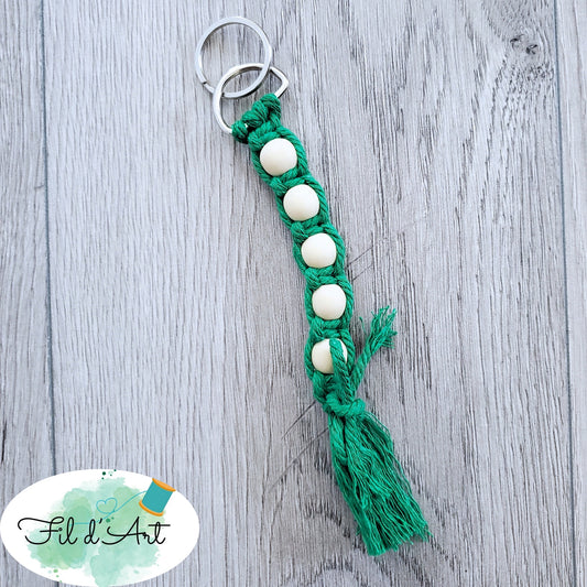 Porte-clés BILLES et macramé VERT par Alicia Forget de le fil d'art