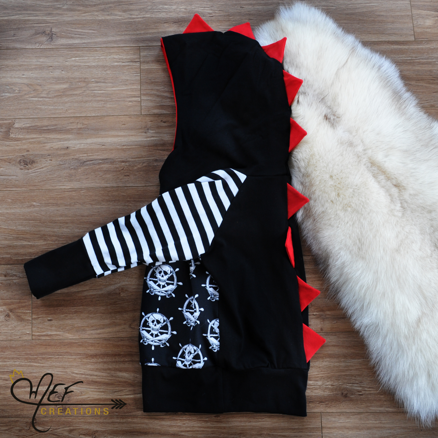 Hoodie skull barre rouge, PAP, 1 à 3 ans