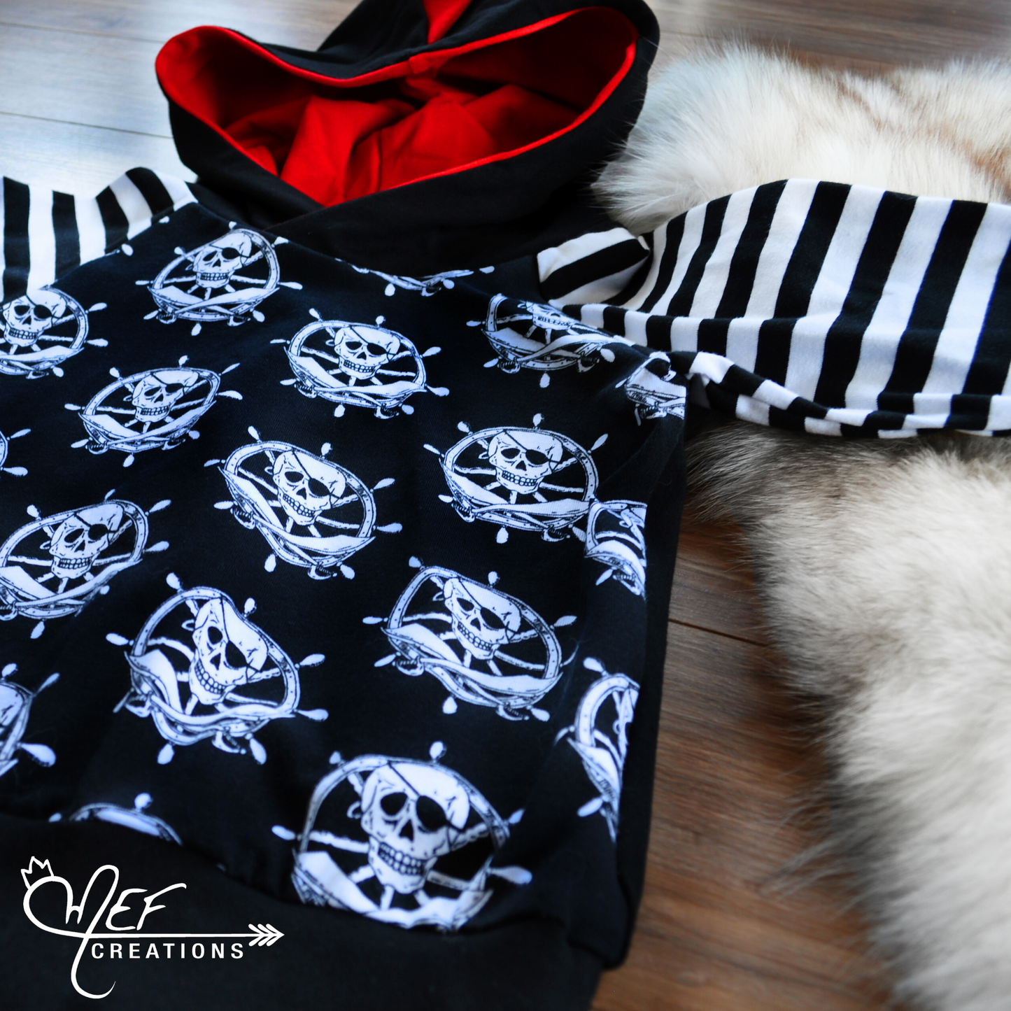 Hoodie skull barre rouge, PAP, 1 à 3 ans