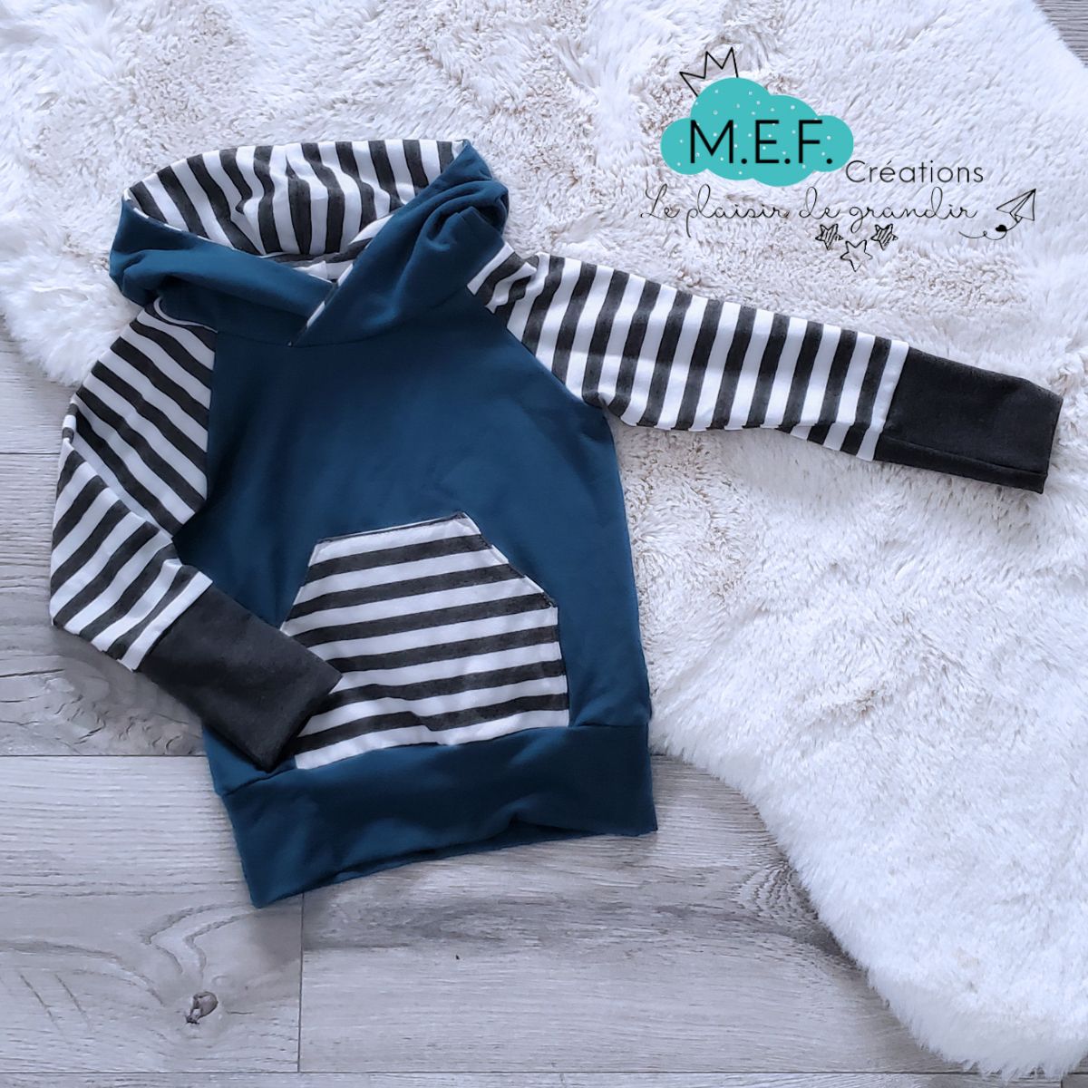 Hoodie lapin bleu pétrole