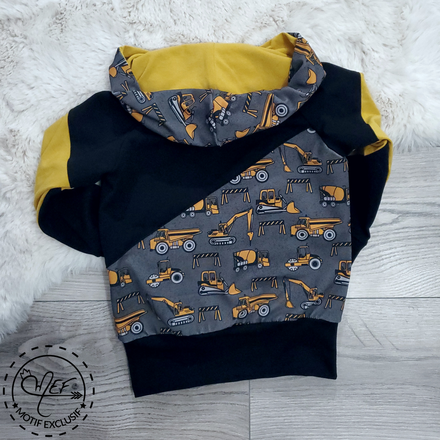 Hoodie garçon CAMIONS CONSTRUCTIONS - MOTIF EXCLUSIF MEF