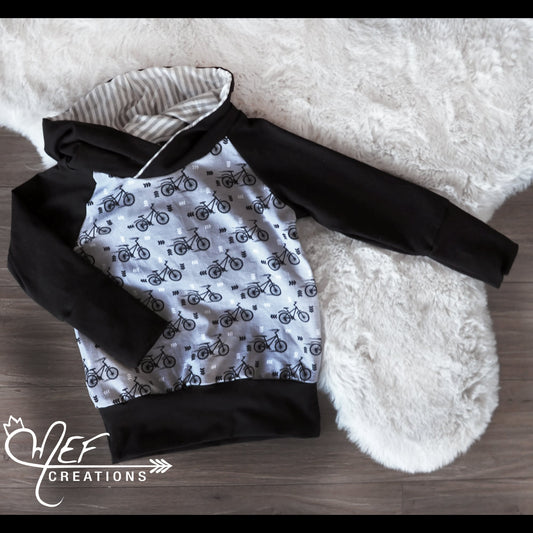 Hoodie garçon vélo gris
