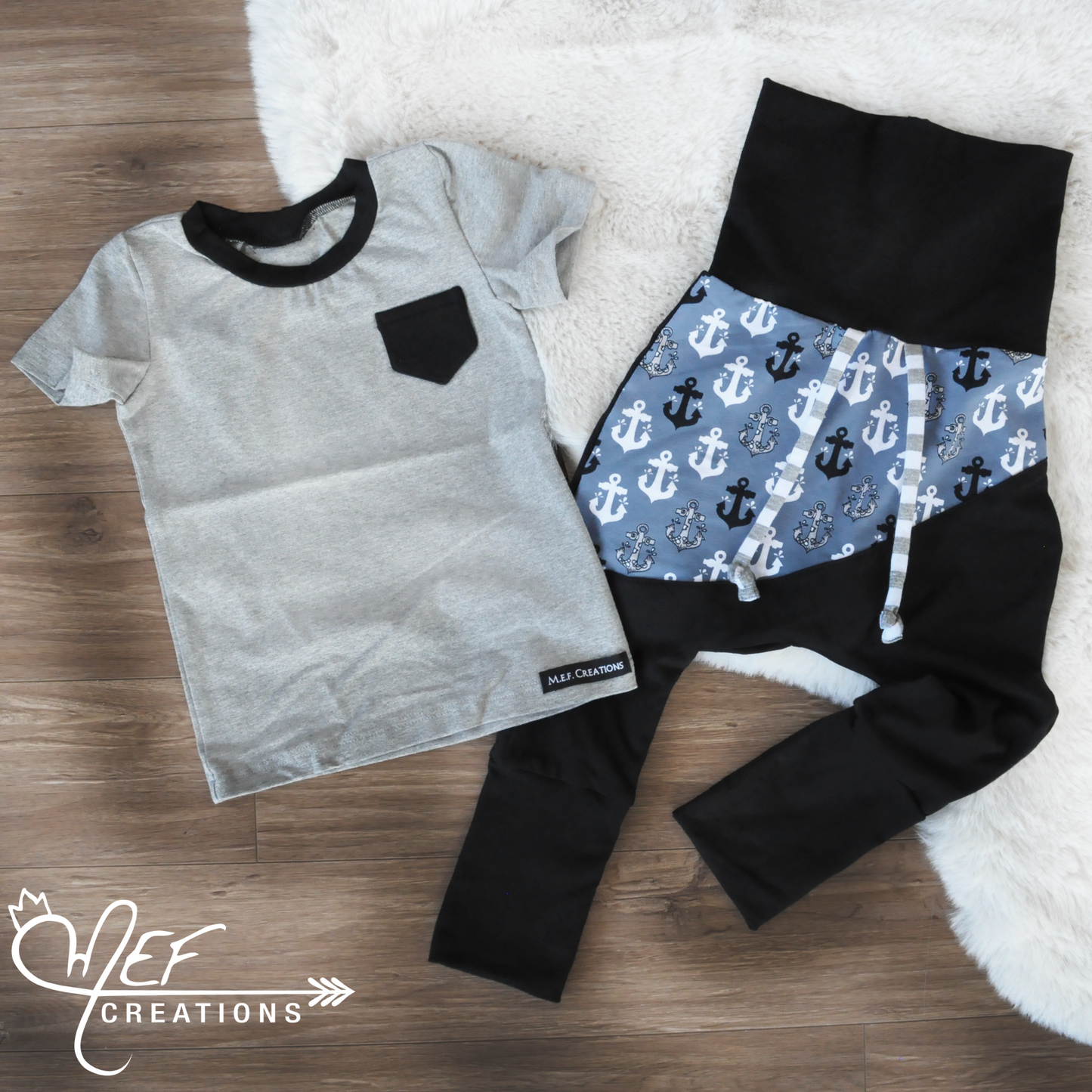 Pantalon évolutif ancre, coupe sarouel évolutif