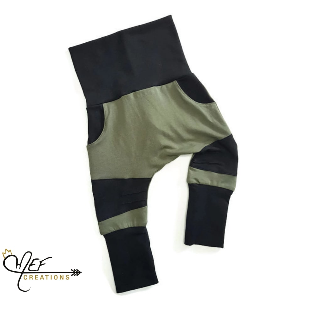 pantalon kaki avec poche, bande taille et empiècement genoux noirs