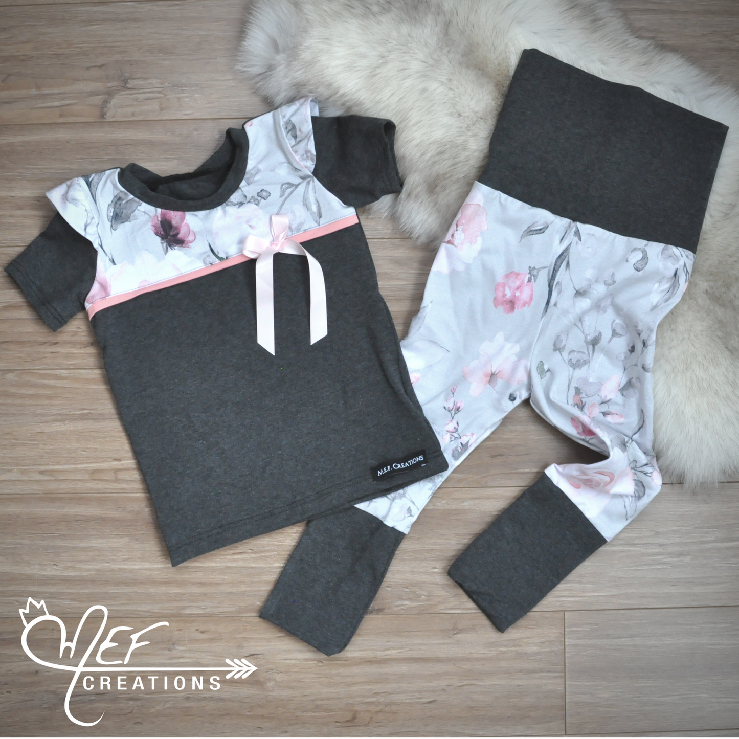 Legging fillette fleuris gris, LIQUIDATION, 3 à 12 mois