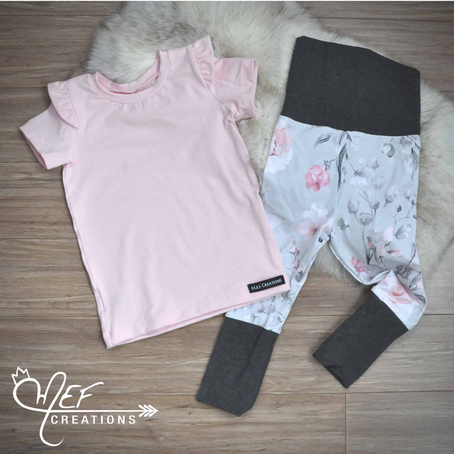 Legging fillette fleuris gris, LIQUIDATION, 3 à 12 mois