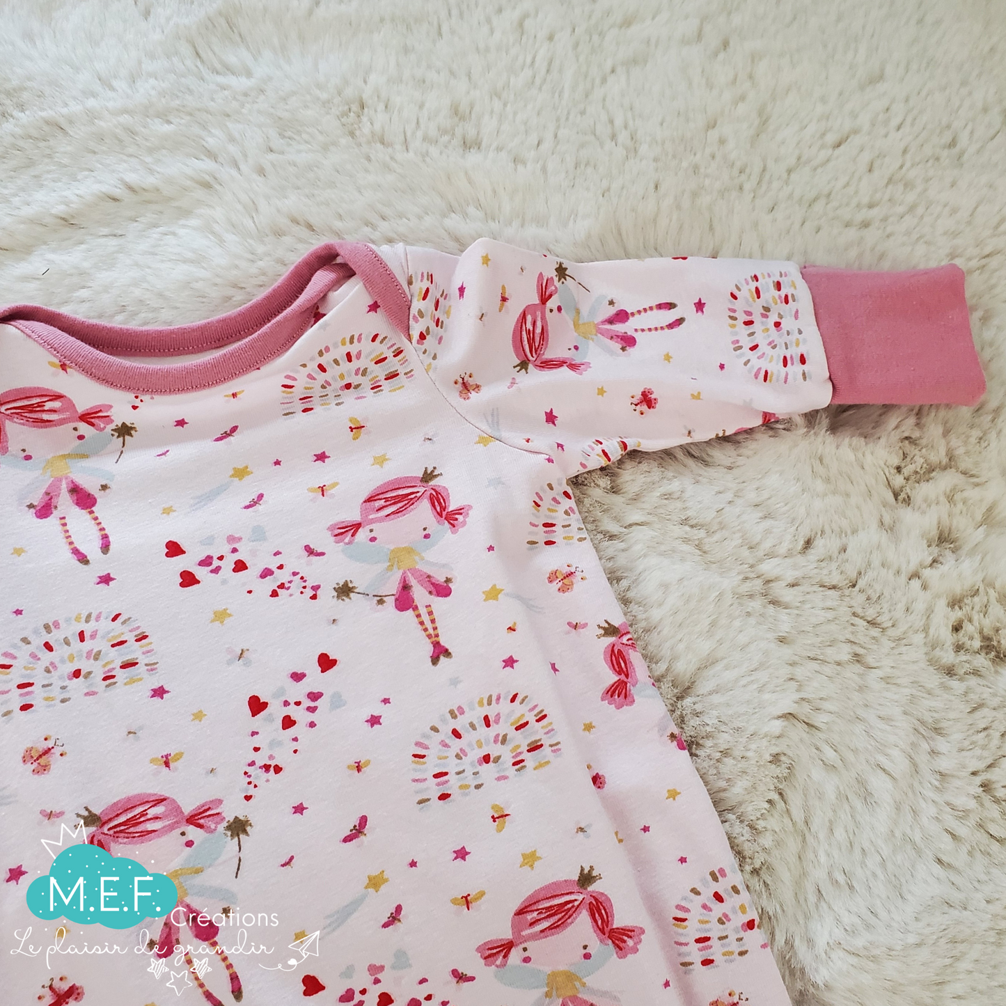 Dormeuse à noeud fées, vêtement bébé 3 mois